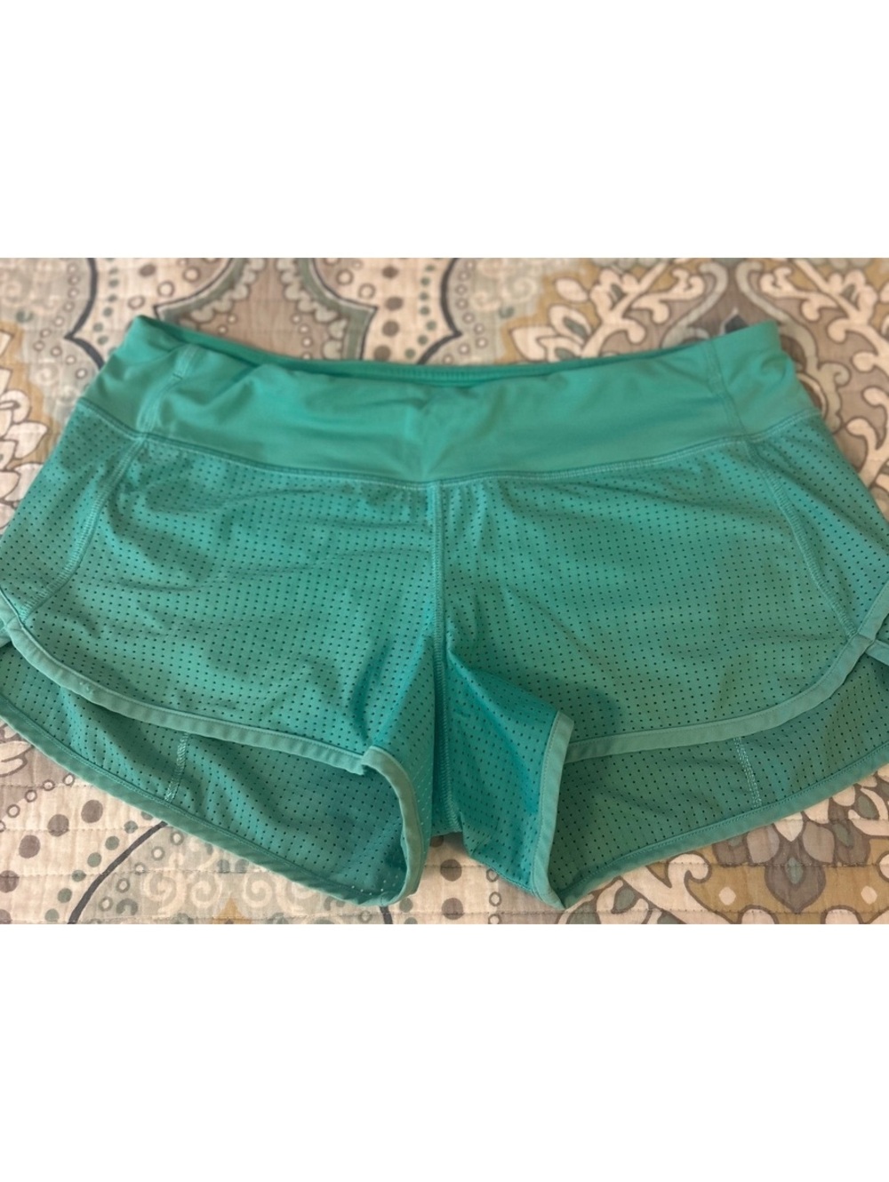 Lululemon Turquoise Athletic Running Shorts with Zipper Pocket
